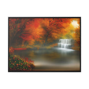 Autumn Colorful Tree Water Fountain Setting Canvas Print - Showcase Nature's Beauty with Style