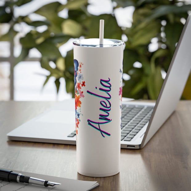 Personalized Butterfly Tumbler | Girl's Trip Tumbler | Stainless Steel Cup Straw | Bridesmaid Gift | Wedding | Mothers Day | Birthday Cup