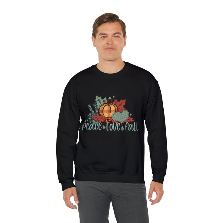 Peace Love Fall Halloween Black Sweatshirt - Embrace Comfort and Style!, Funny Fall Time Tee, Autumn, Oversized Unisex Shirt